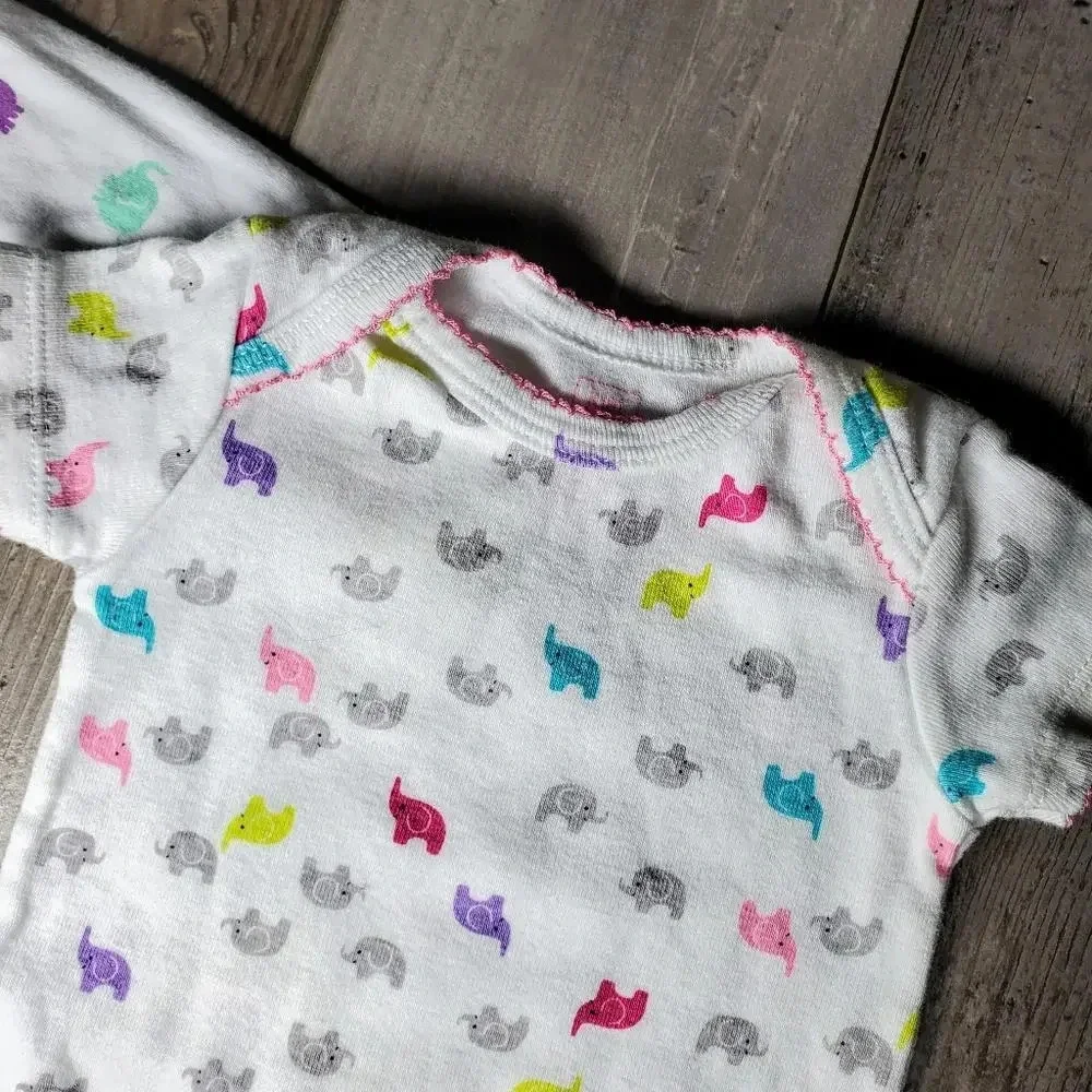 Baby Girl Elephant Onesie Bundle Size 3 Months NWOT Purple White Cotton